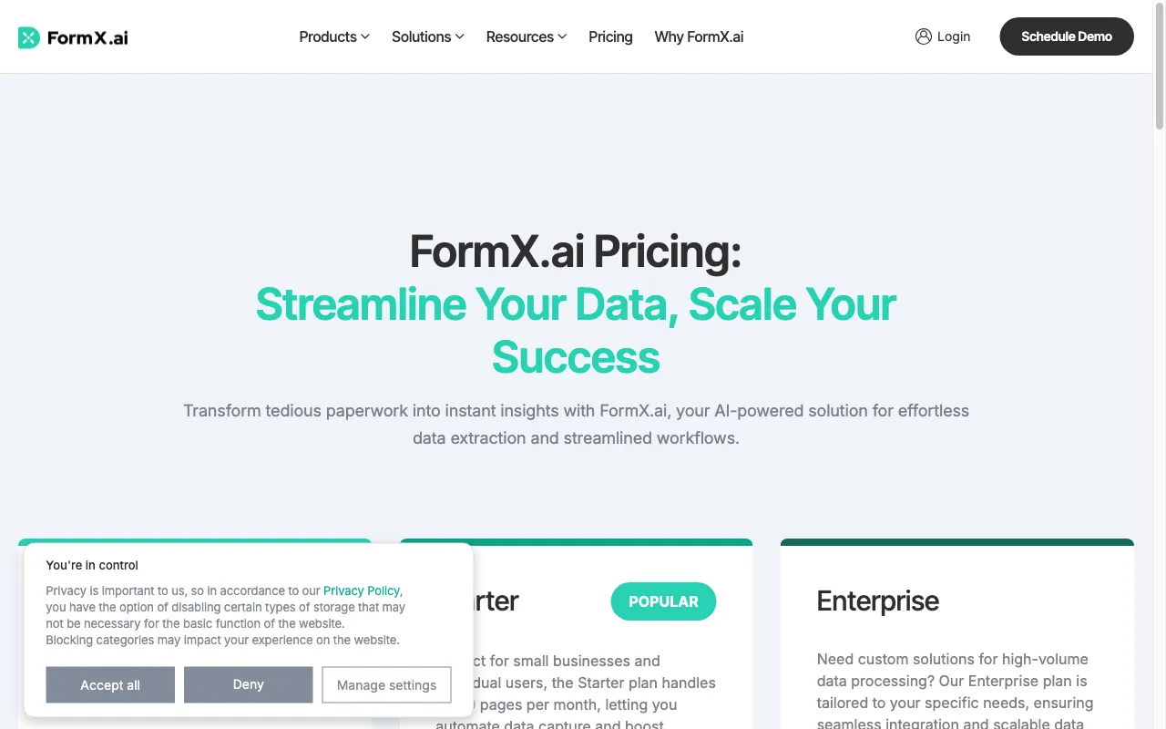 formx ai — pricing page