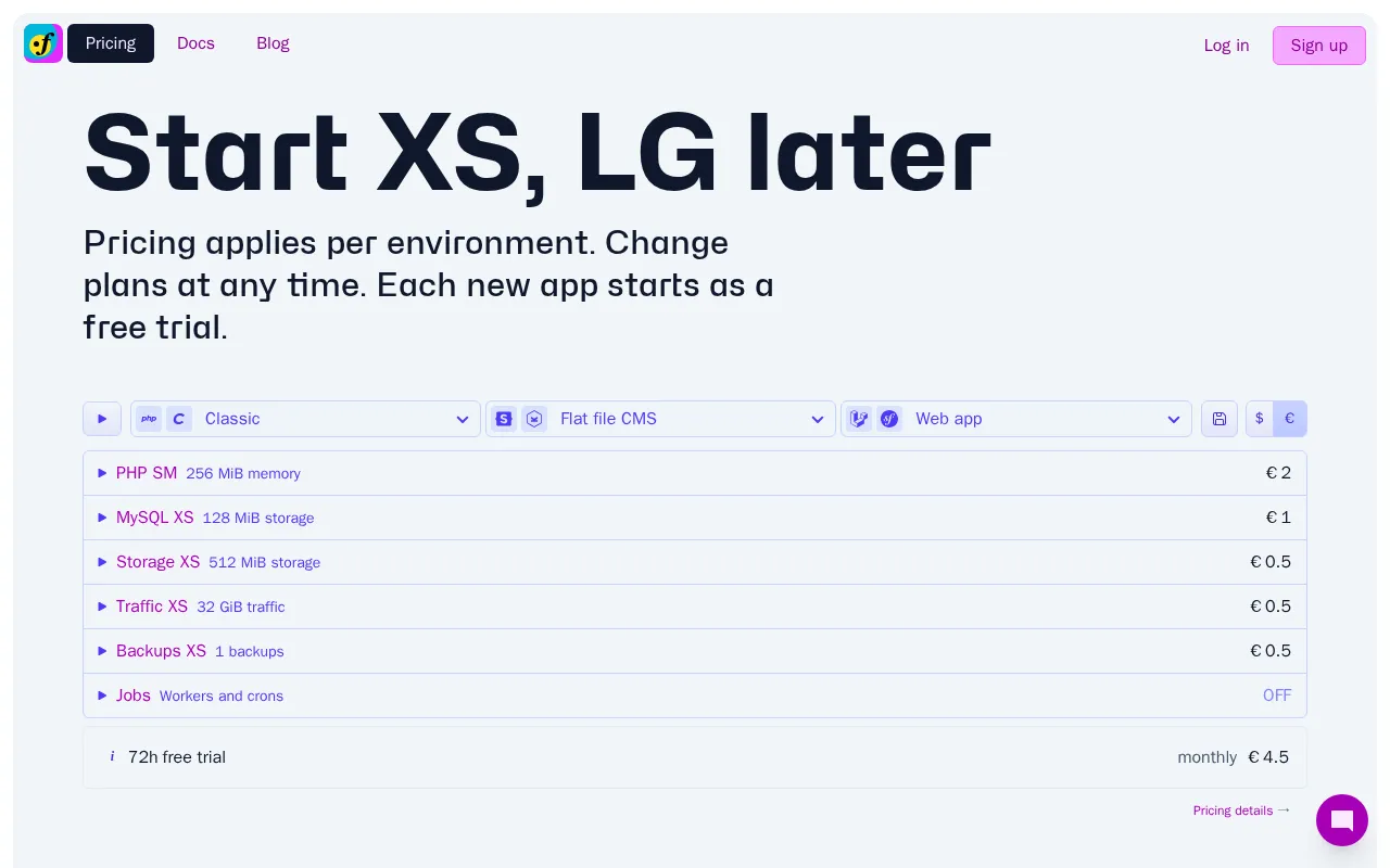 fortrabbit — pricing page