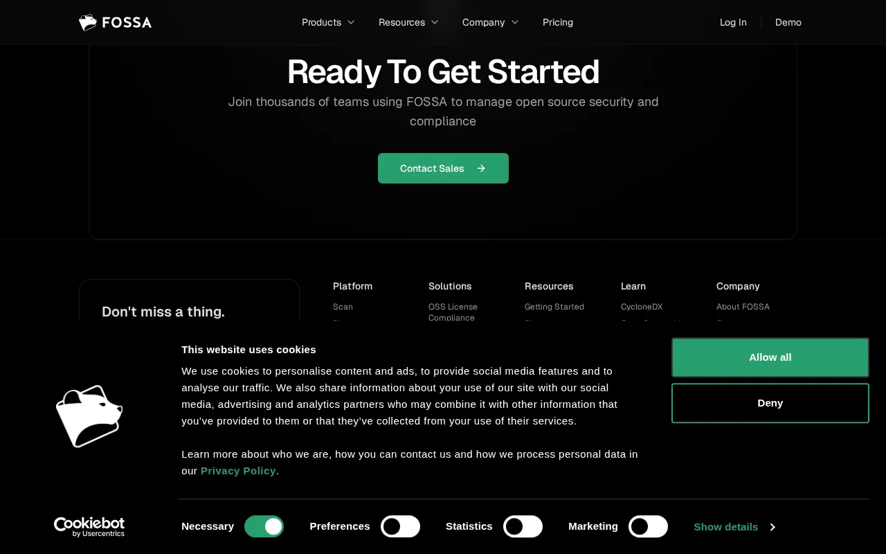 FOSSA — pricing page