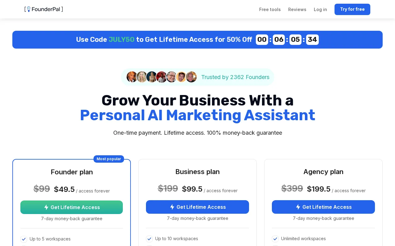 FounderPal — pricing page