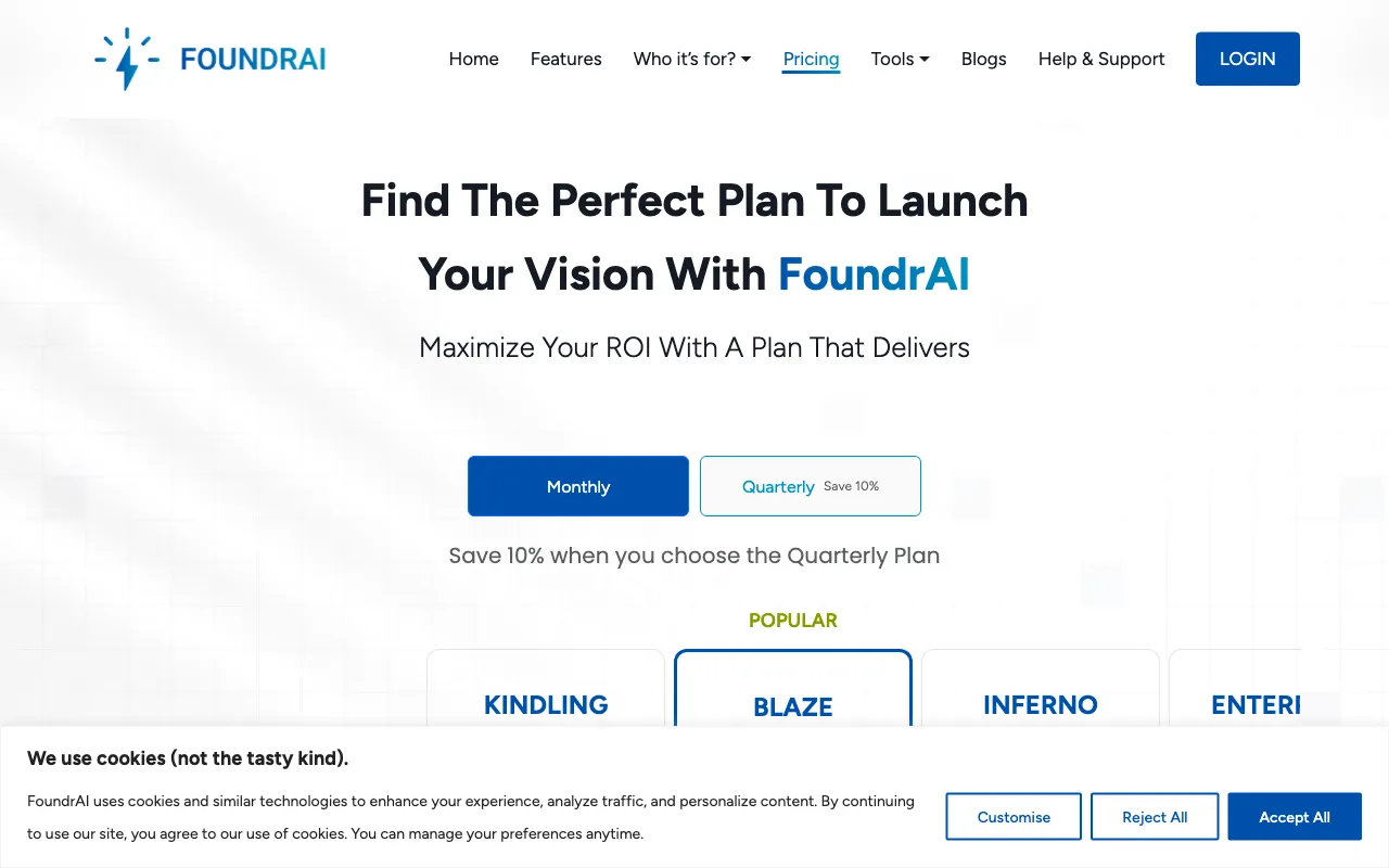 FoundrAI — pricing page