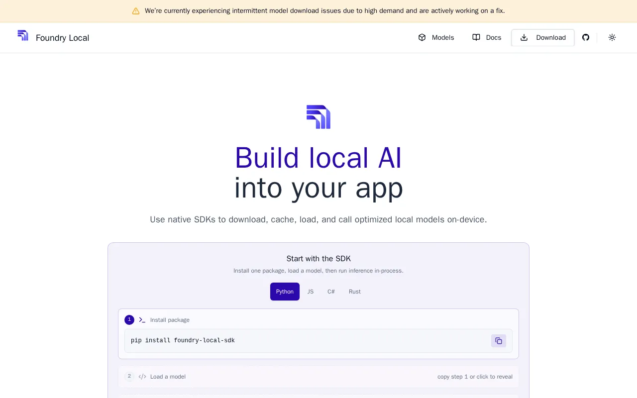 Foundry Local — preview screenshot