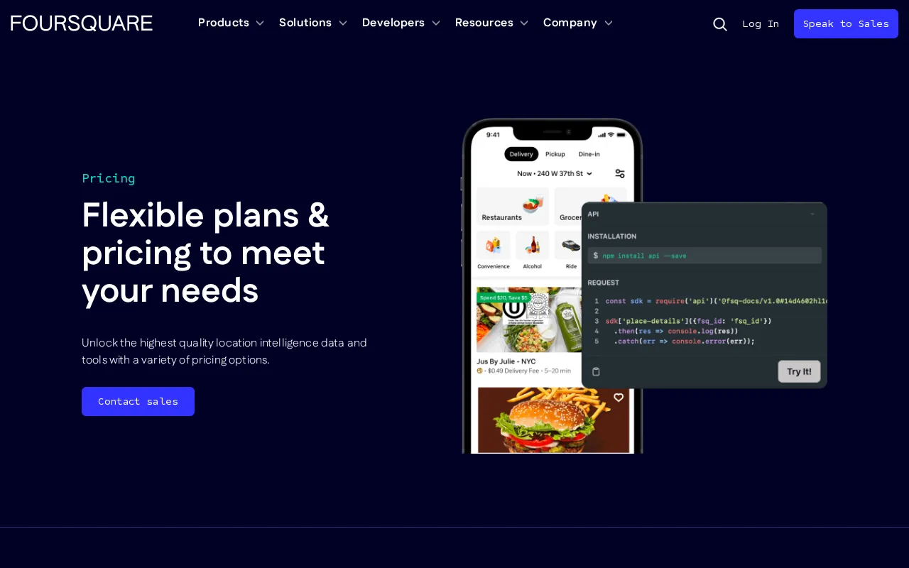 Foursquare — pricing page