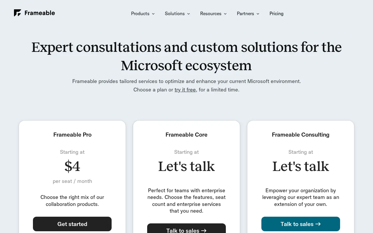 Frameable — pricing page