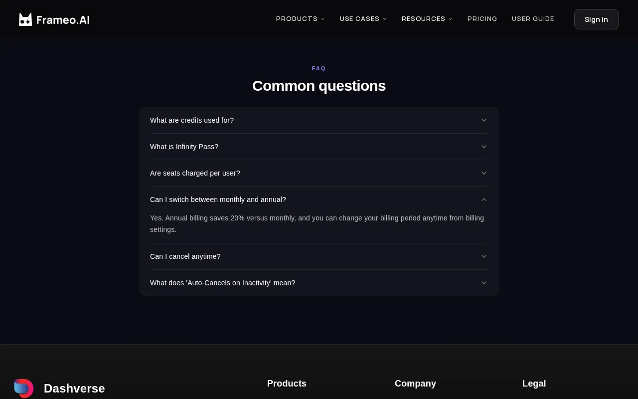 Frameo.AI Micro Drama — pricing page