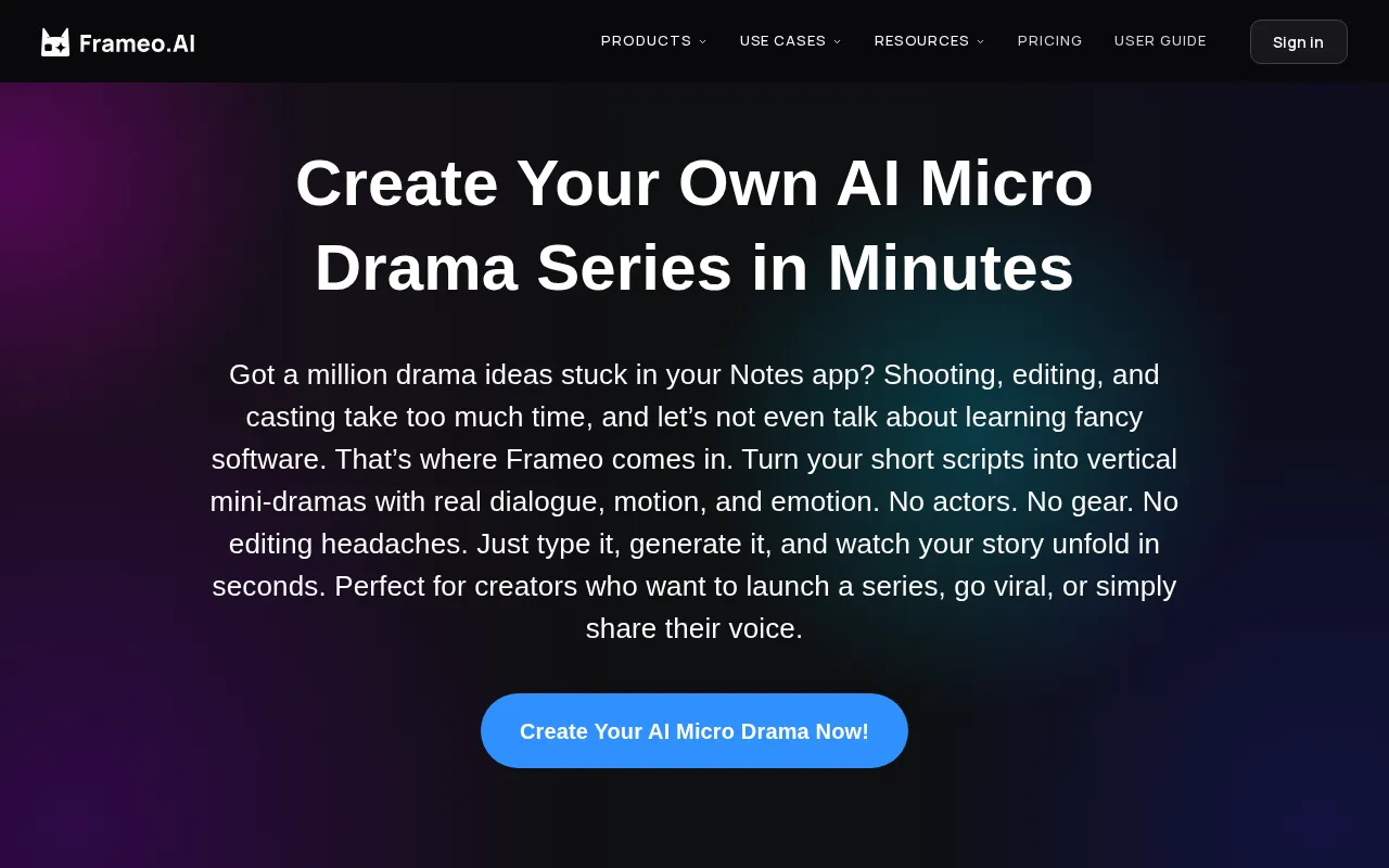 Frameo.AI Micro Drama — preview screenshot
