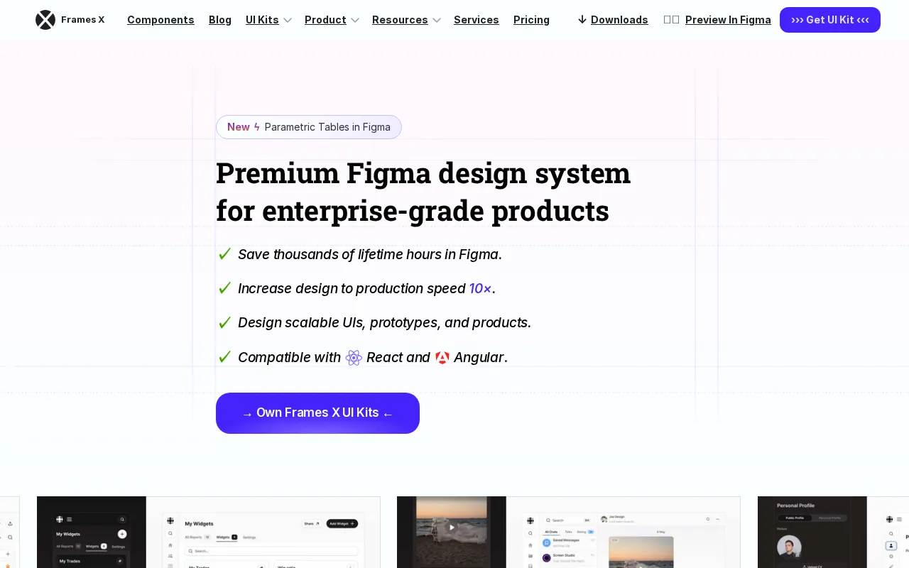 Frames X UI Kit — preview screenshot