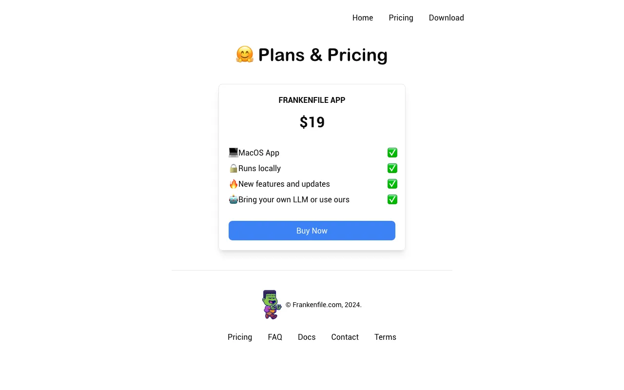 Frankenfile — pricing page