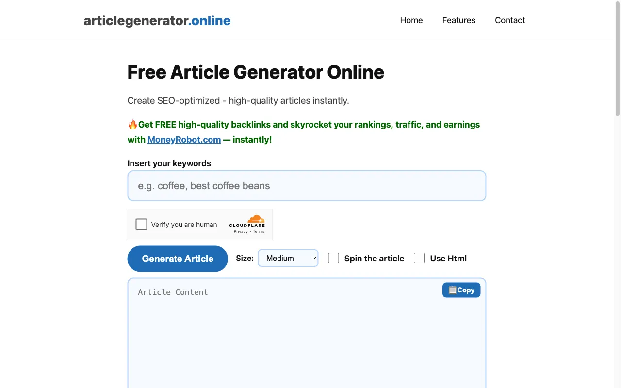 Free AI Article Generator With Tones — preview screenshot