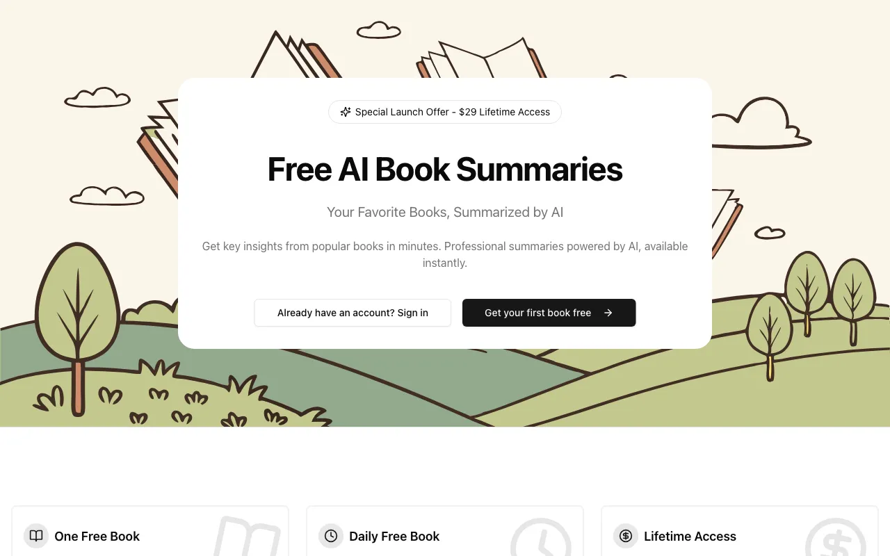 Free AI Book Summaries — preview screenshot