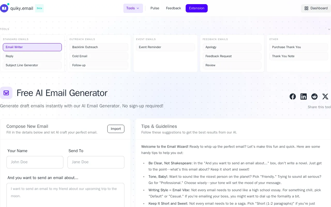 Quiky.email — preview screenshot