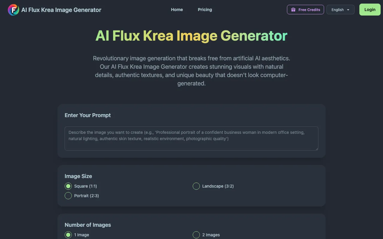Free AI FLUX Generator — preview screenshot