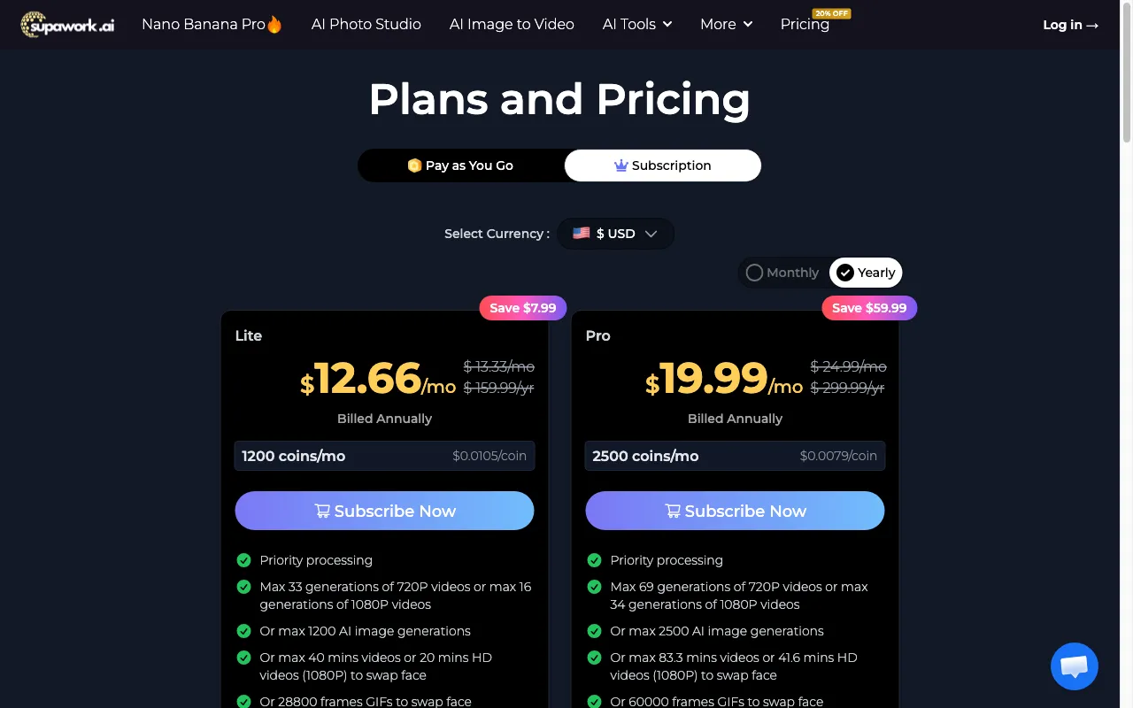 Free AI Headshot Generator — pricing page