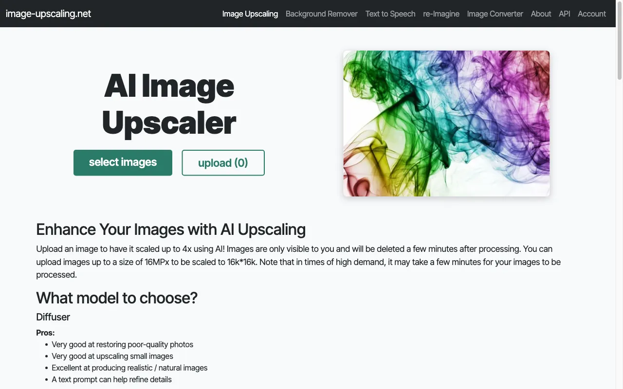 Free AI Image Upscaling — preview screenshot