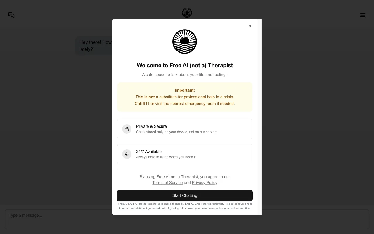 Free AI (not a) Therapist — preview screenshot