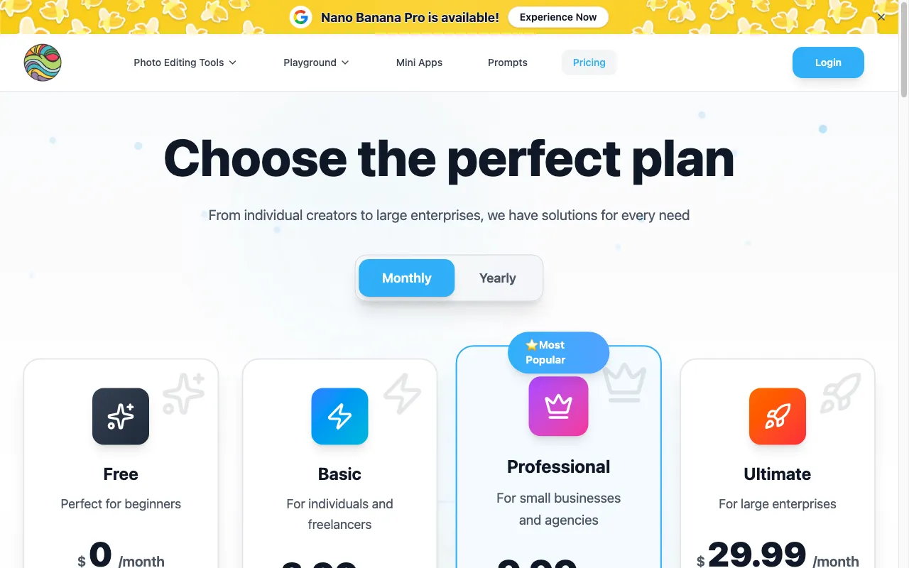 TinyArt — pricing page