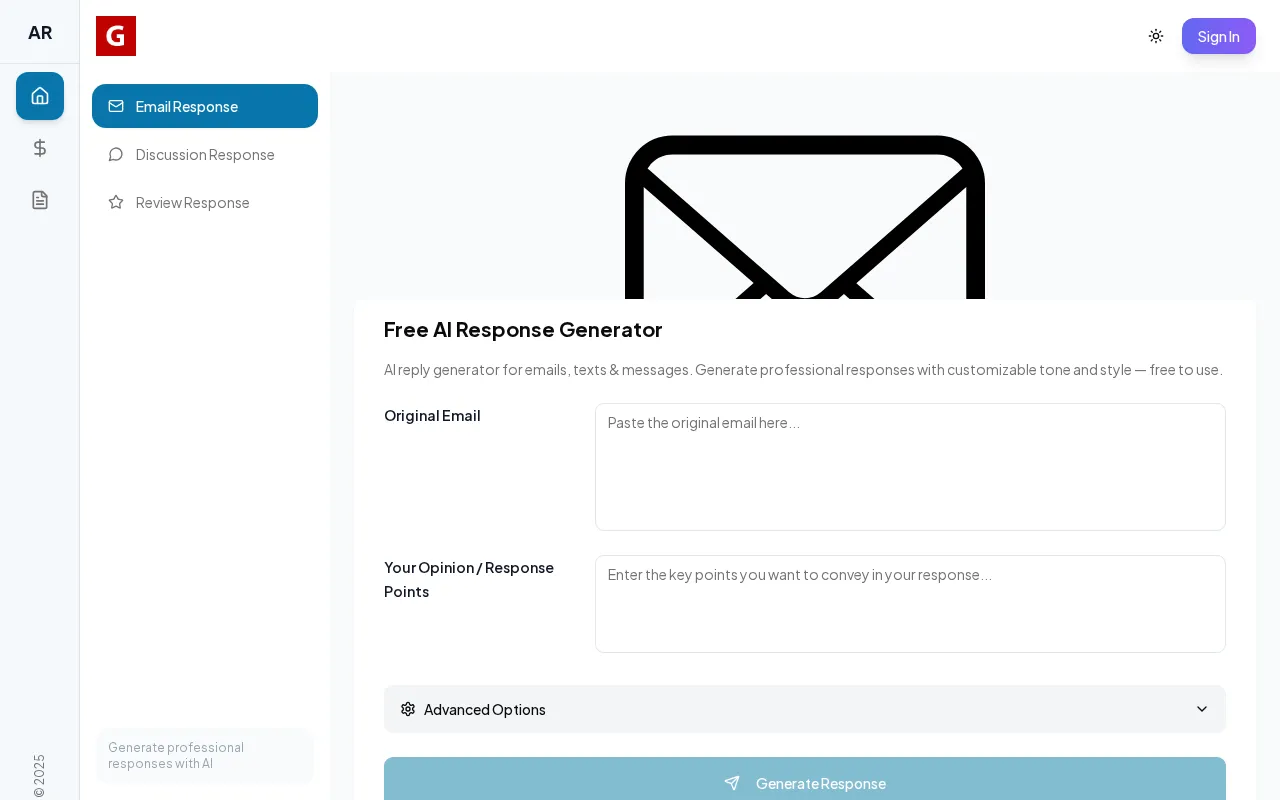 Free AI Response Generator — preview screenshot