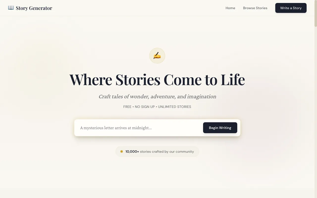 Free AI Story Generator — preview screenshot