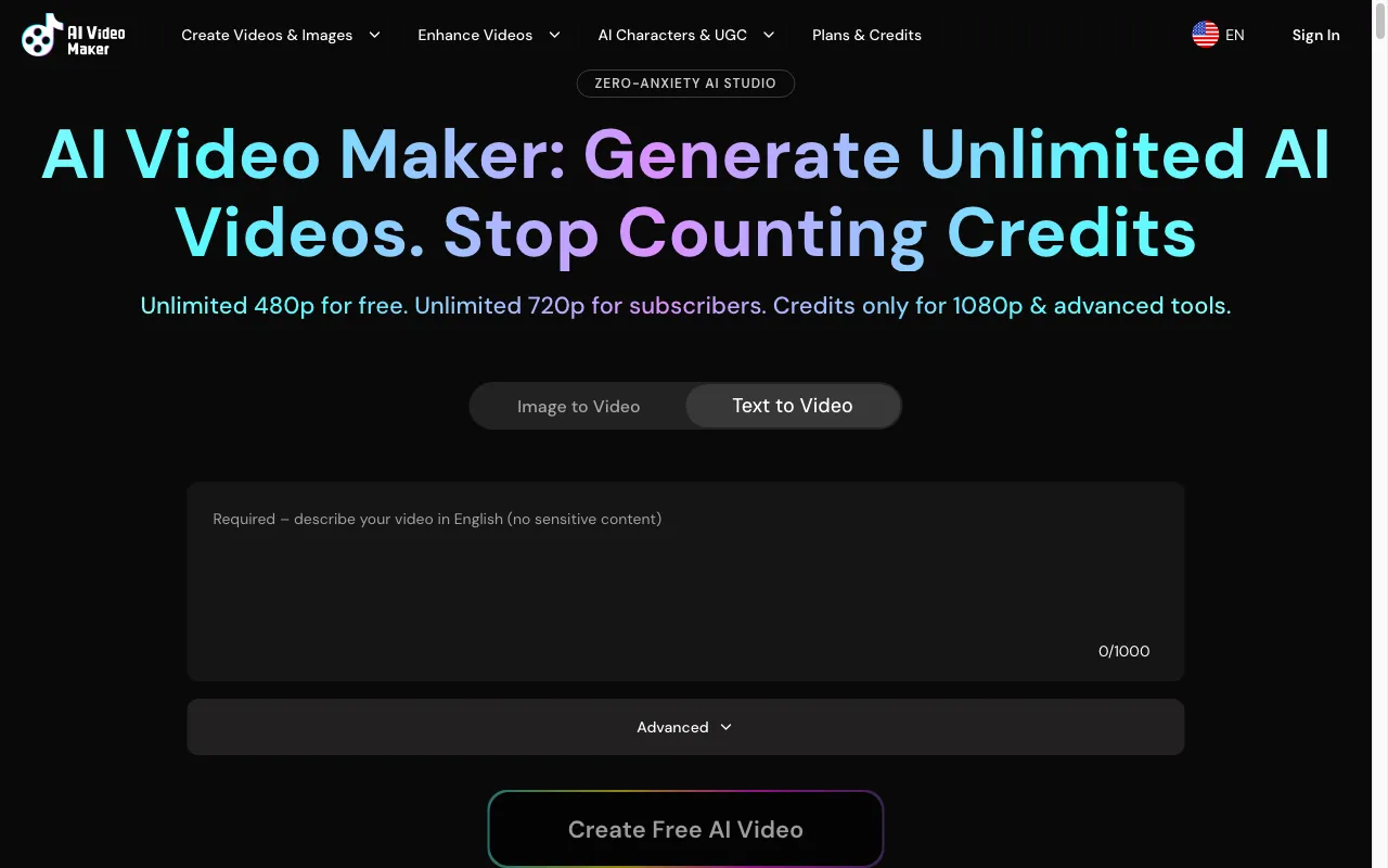 Free AI Video Maker & Generator — preview screenshot