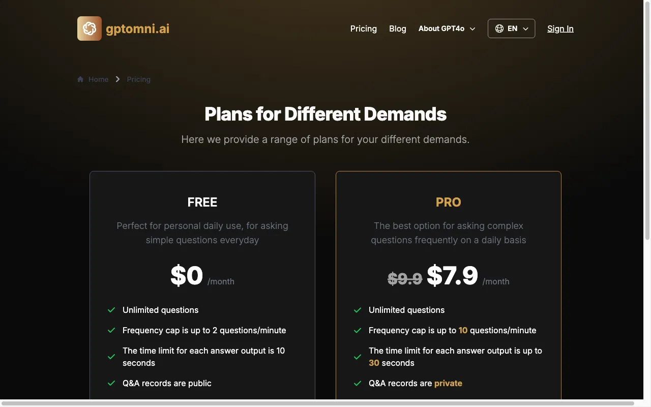 gptomni.ai — pricing page