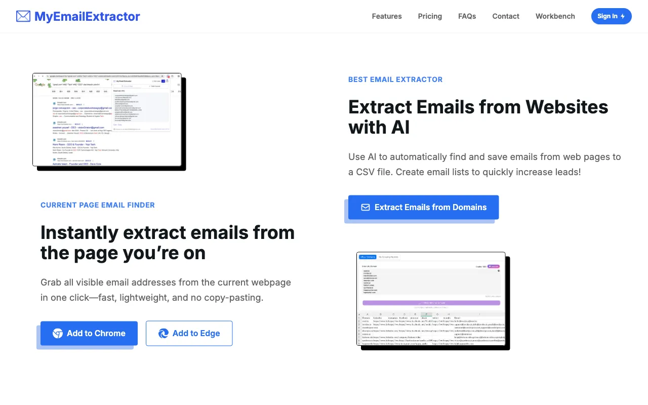 Free Email Extractor from Website — pricing page