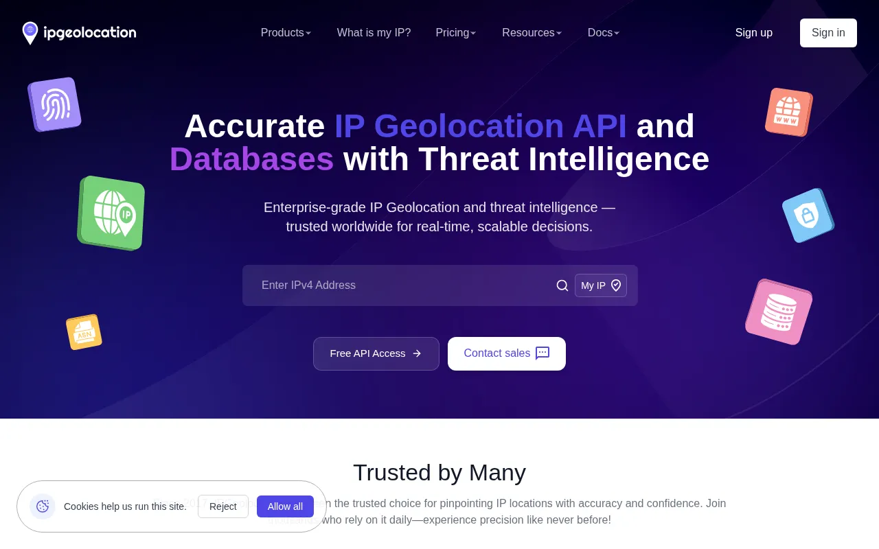 Free IP Geolocation API and Accurate IP Geolocation Database — preview screenshot