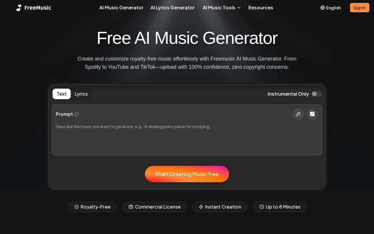FreeMusic AI — preview screenshot