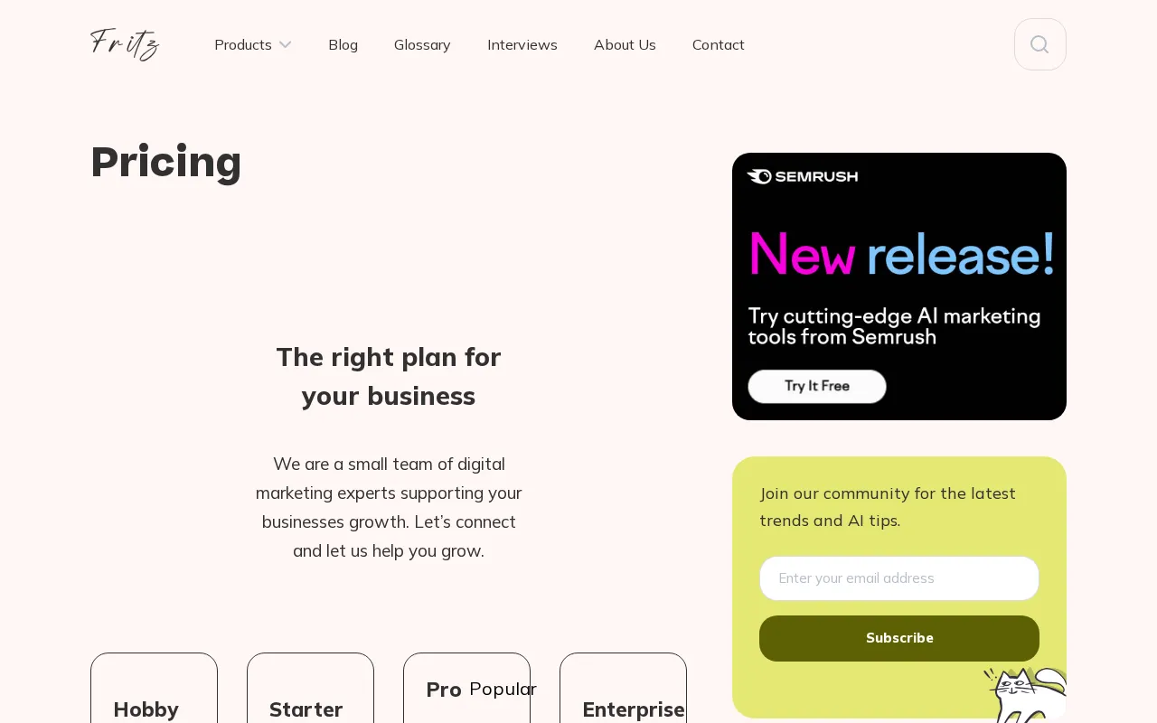Fritz — pricing page