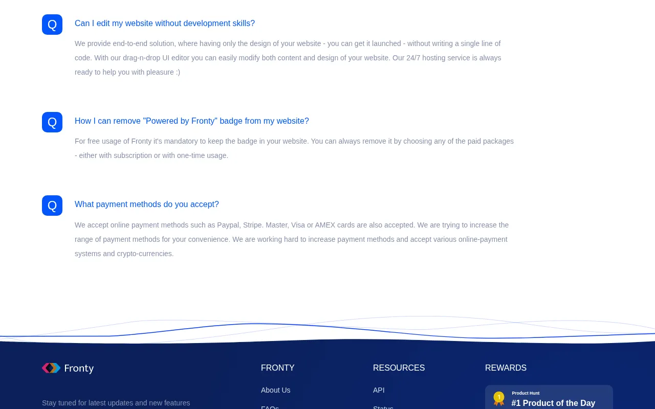 Fronty — pricing page