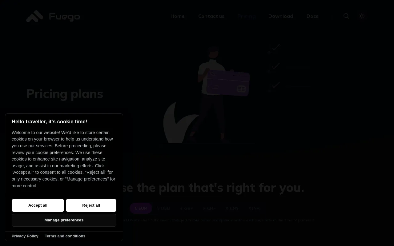 Fuego — pricing page