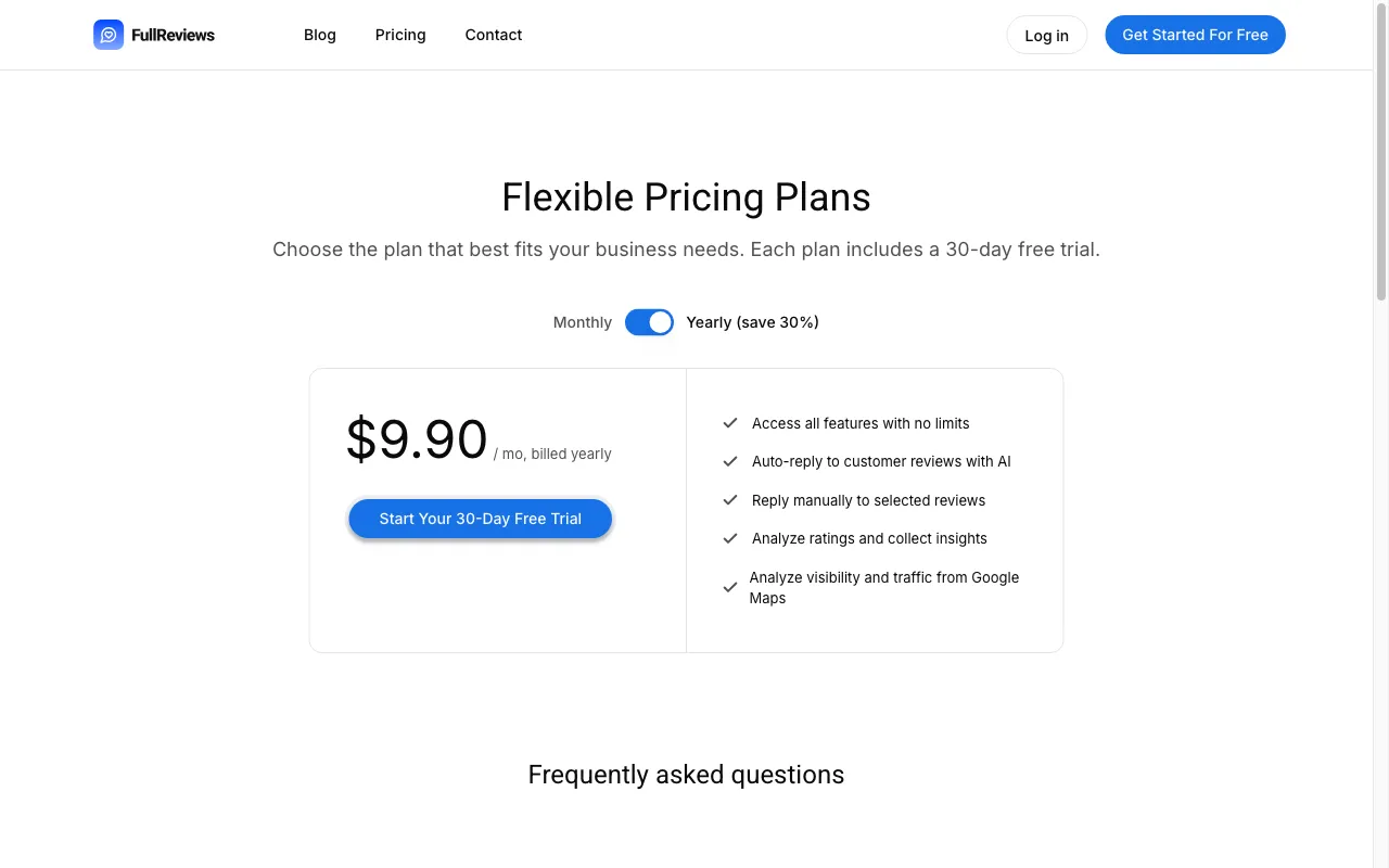 FullReviews — pricing page