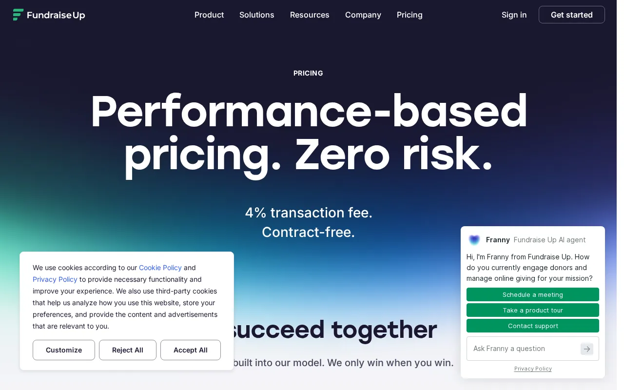 Fundraise Up — pricing page