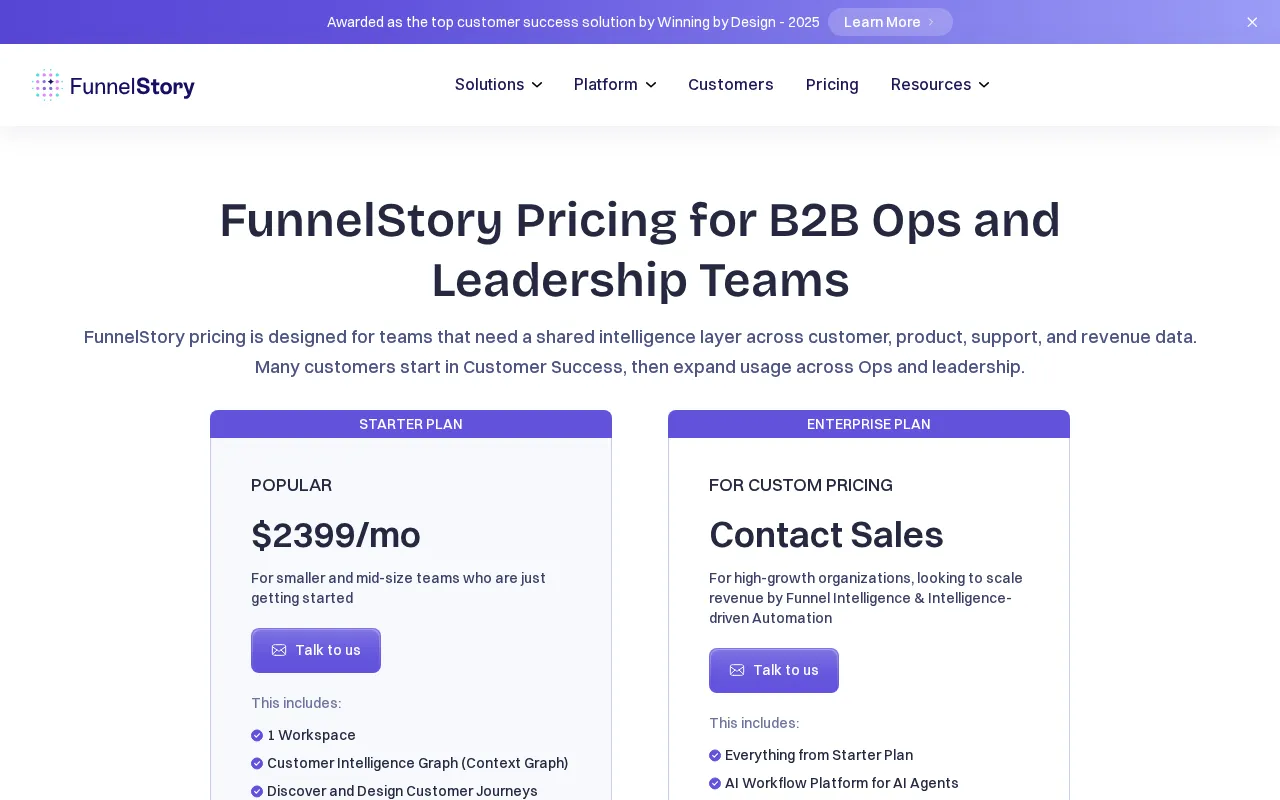 Funnelstory — pricing page