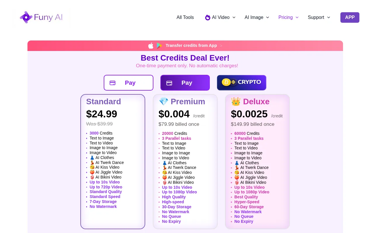 Funy AI — pricing page
