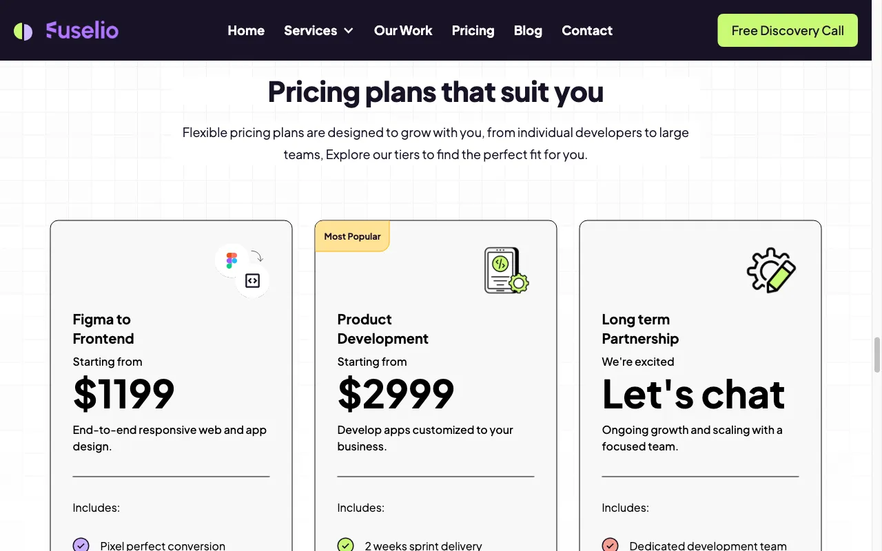 Fuselio — pricing page