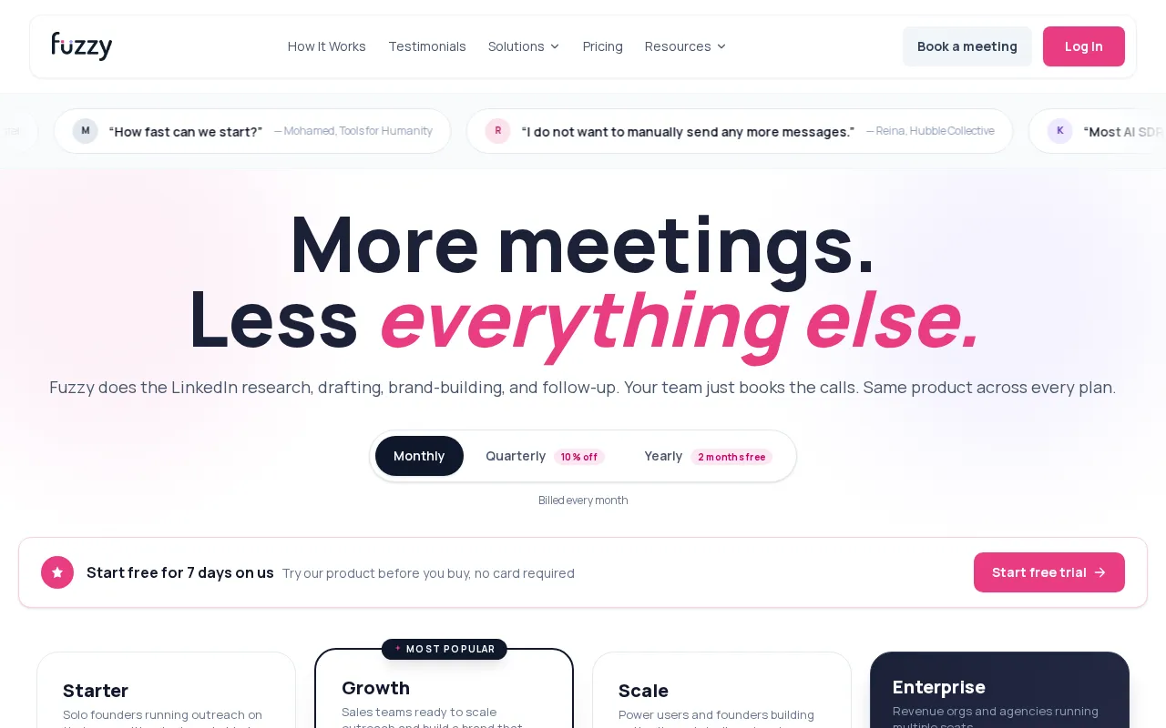 Fuzzy AI — pricing page