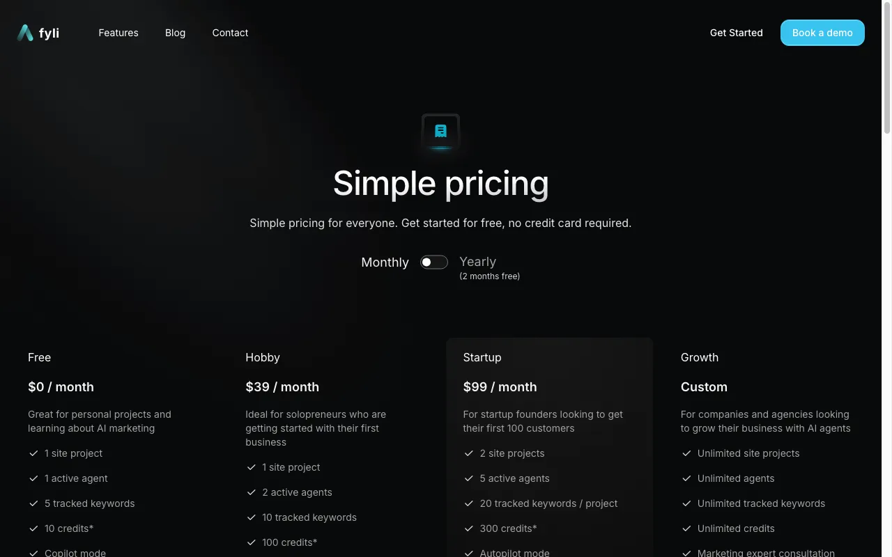 fyli — pricing page