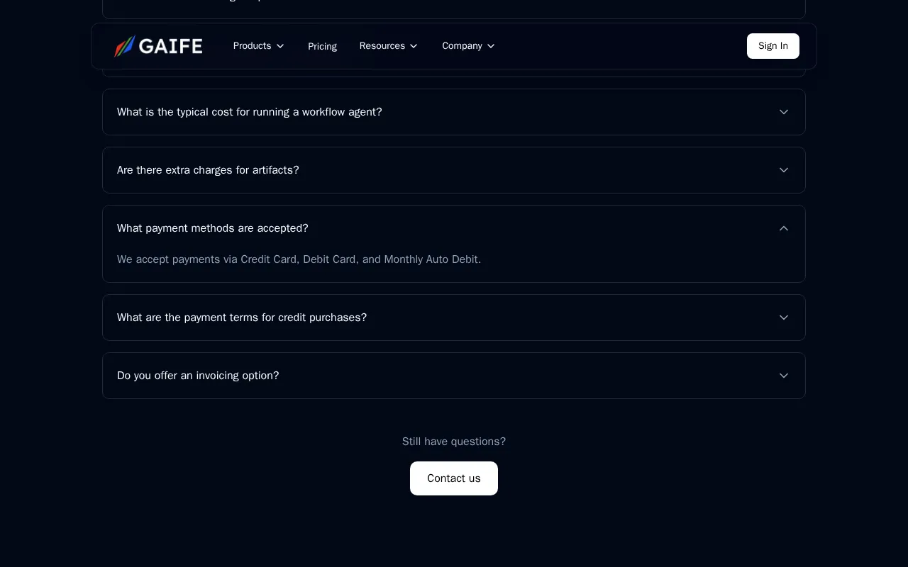 GAIFE — pricing page