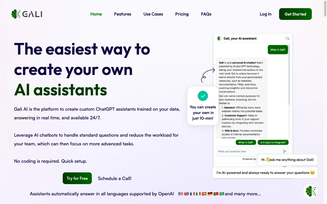 Gali AI — pricing page