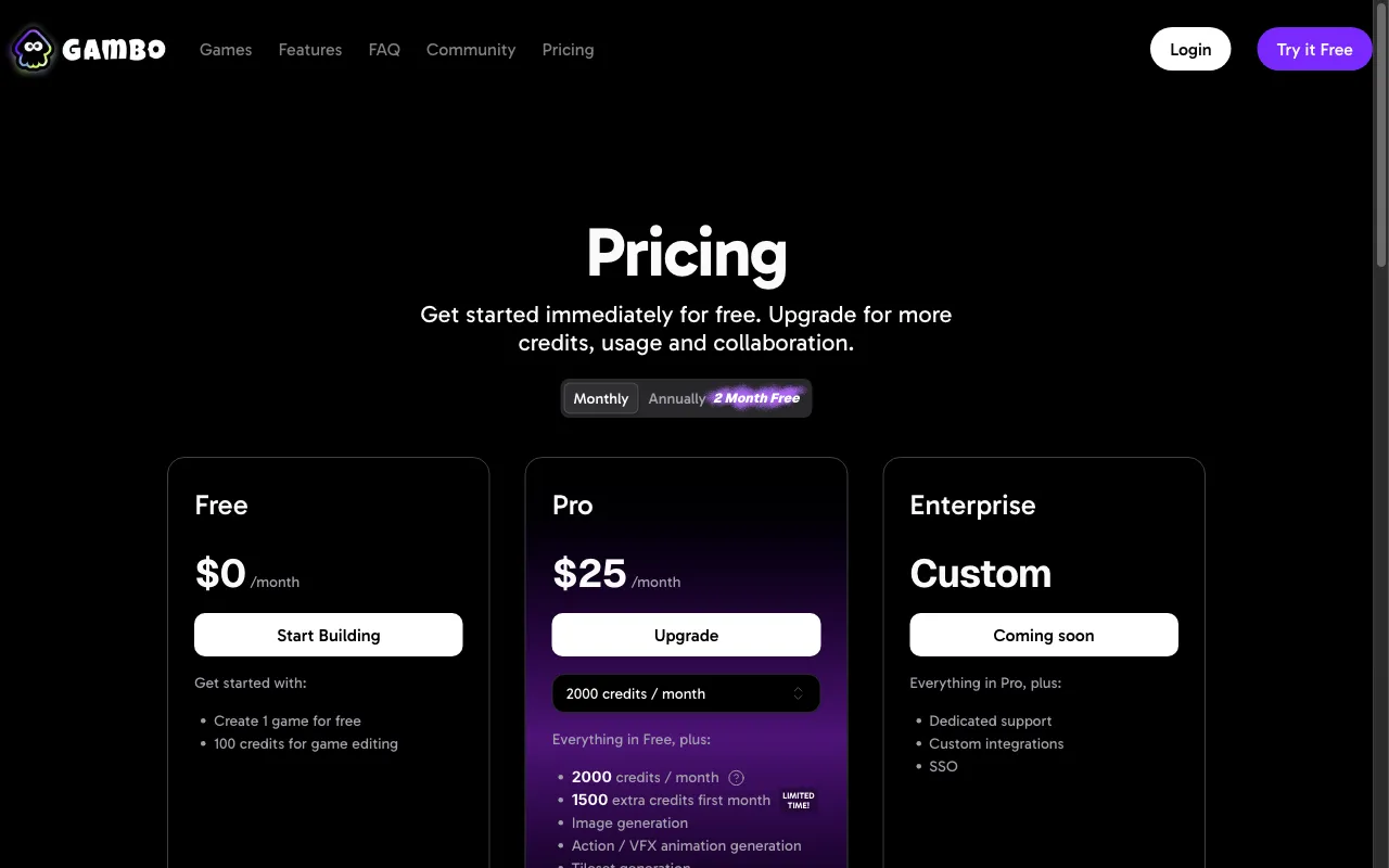 Gambo AI — pricing page