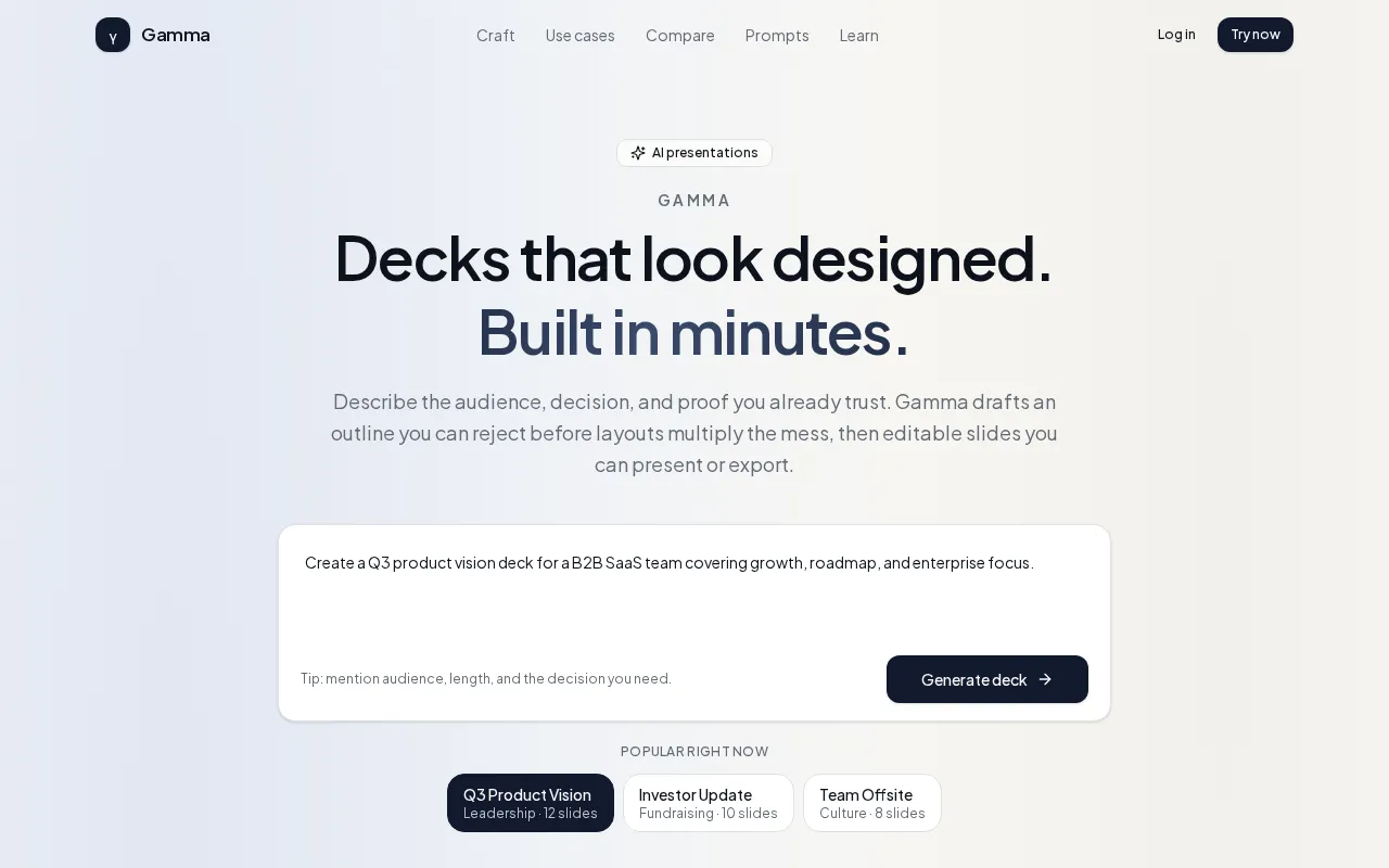 Gamma AI — preview screenshot