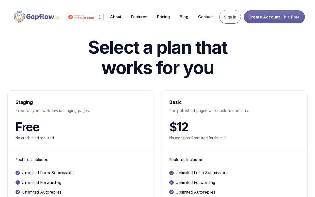 Gapflow.io — pricing page