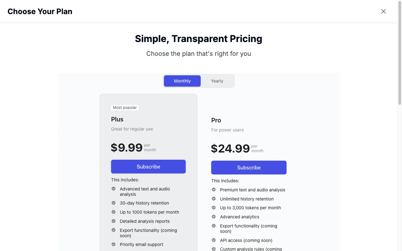 Gaslighting Check — pricing page
