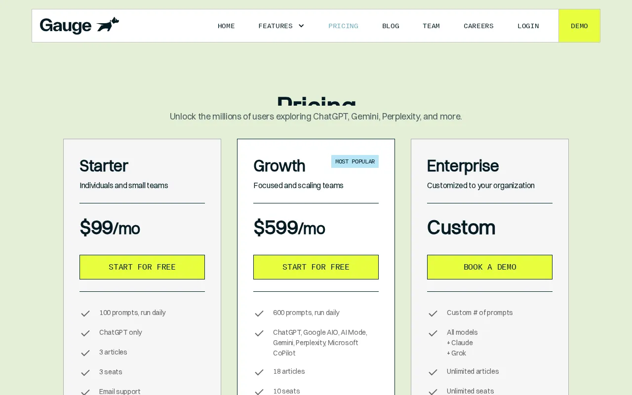 Gauge — pricing page