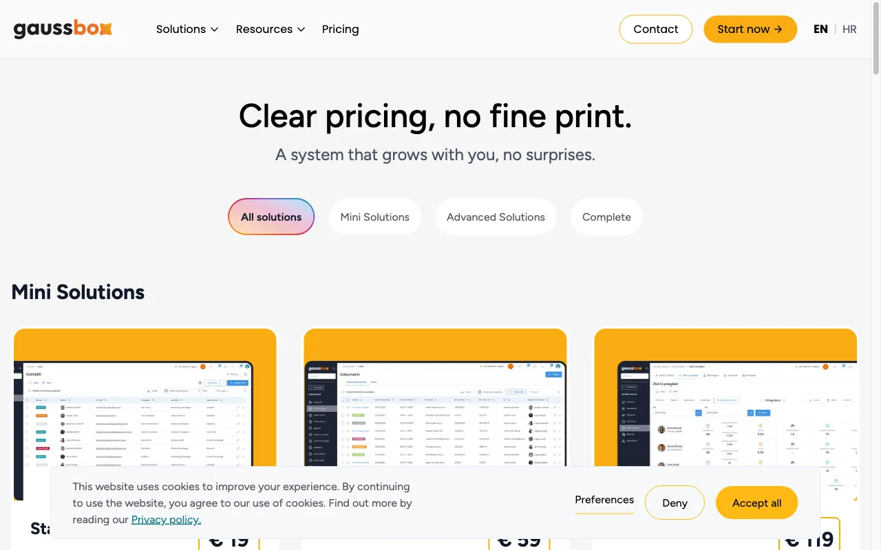 Gauss Box — pricing page