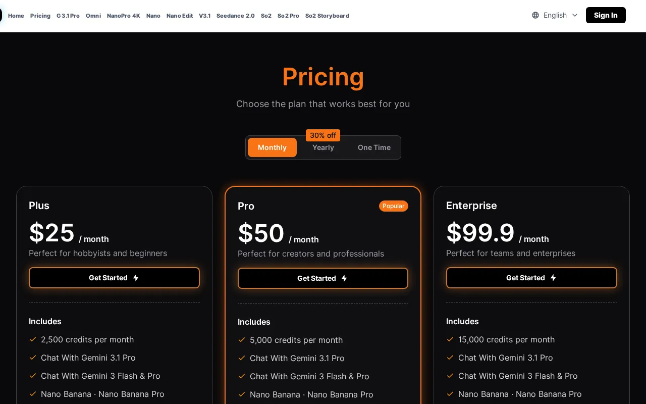 Gemini - AI Chat — pricing page