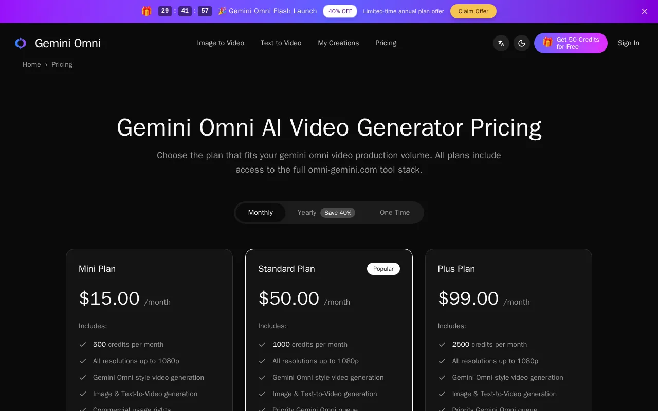 Gemini Omni — pricing page