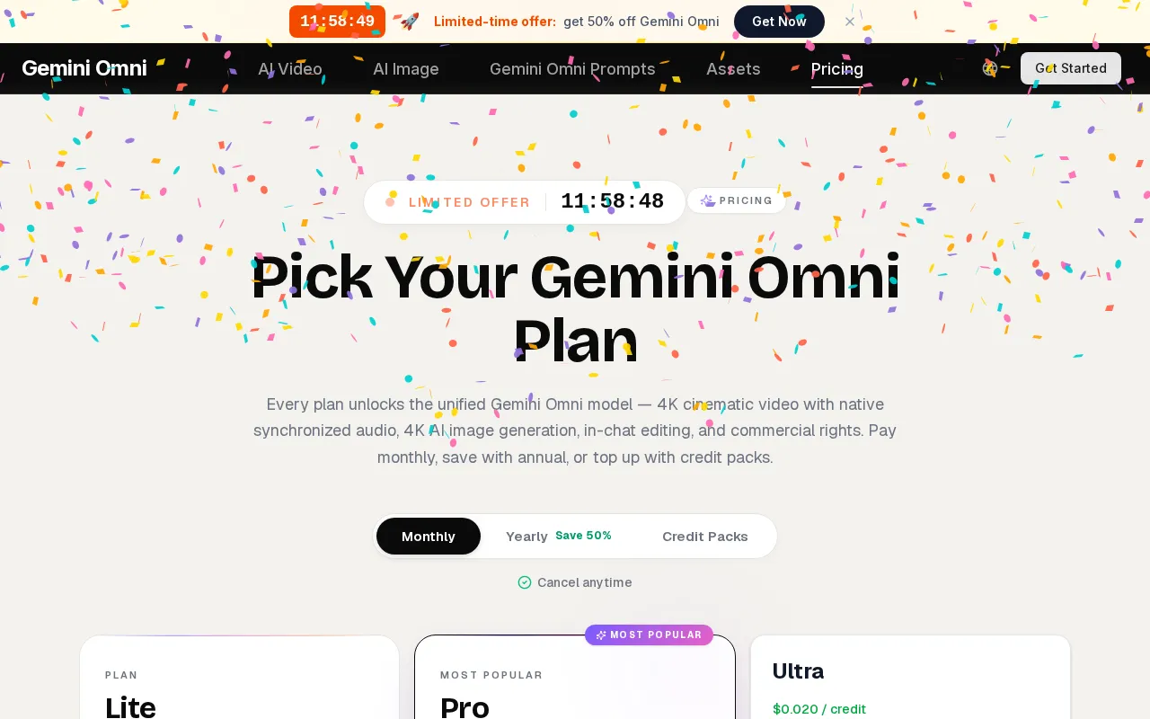 Gemini Omni — pricing page