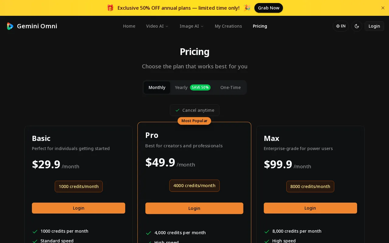 Gemini Omni — pricing page