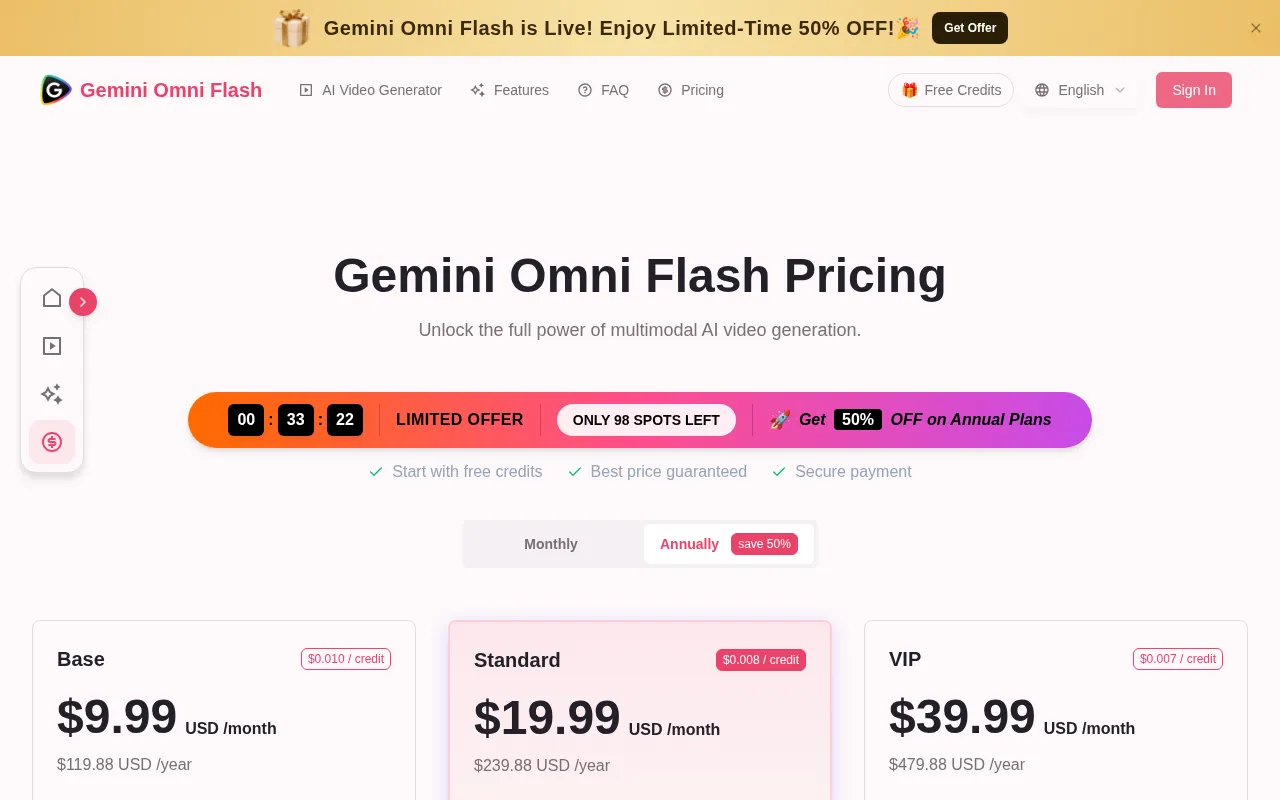 Gemini Omni Flash — pricing page